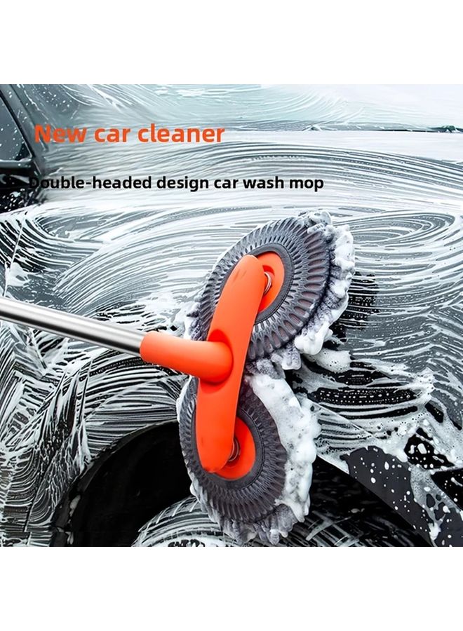 Complete Car Wash Kit With Long Handle Double Brush Head Mitt Sponge Durable - Image 4
